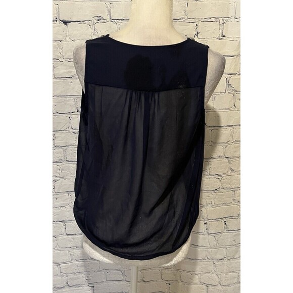 Charming Charlie navy blue sheer sleeveless blouse with embellished shoulders S - Picture 5 of 8